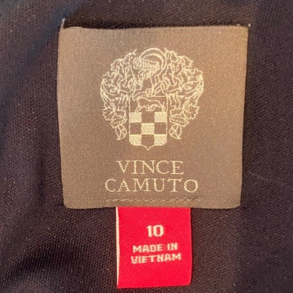 Vince Camuto Puffy Sleeve V-Neck Navy Blue Floral Scuba Knit Fabric Size 10 - Picture 6 of 7